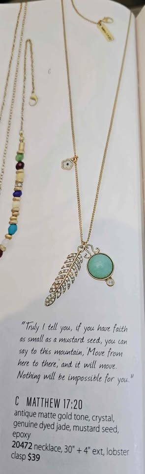 Premier Designs Jewelry MATTHEW 17:20 Necklace New Faith of a Mustard Seed