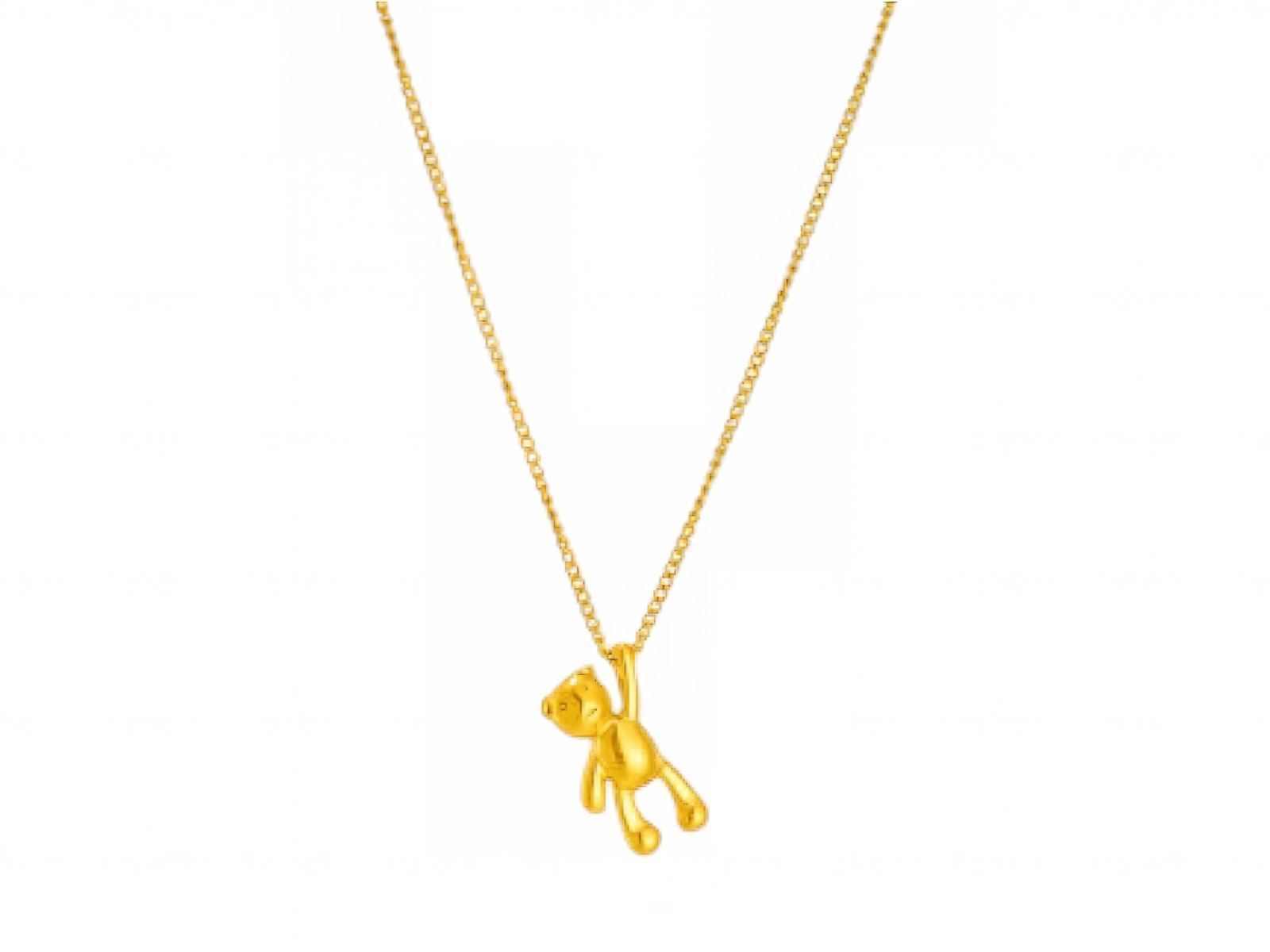 Gold Teddy Bear Pendant Necklace Titanium Steel Cute Animal Charm Women Gift