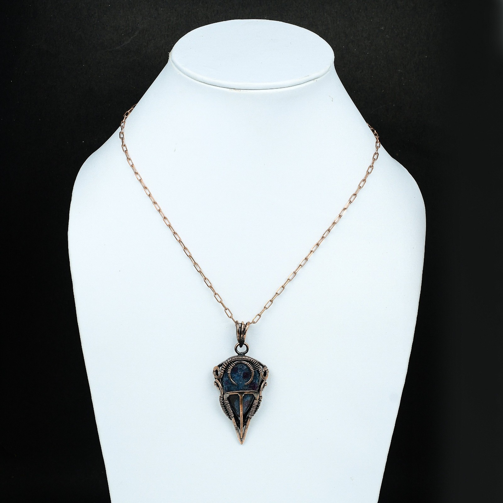 Halloween Deal Rubi In Blue Kyanite Gemstone Wire Wrapped Pendant Jewelry Copper