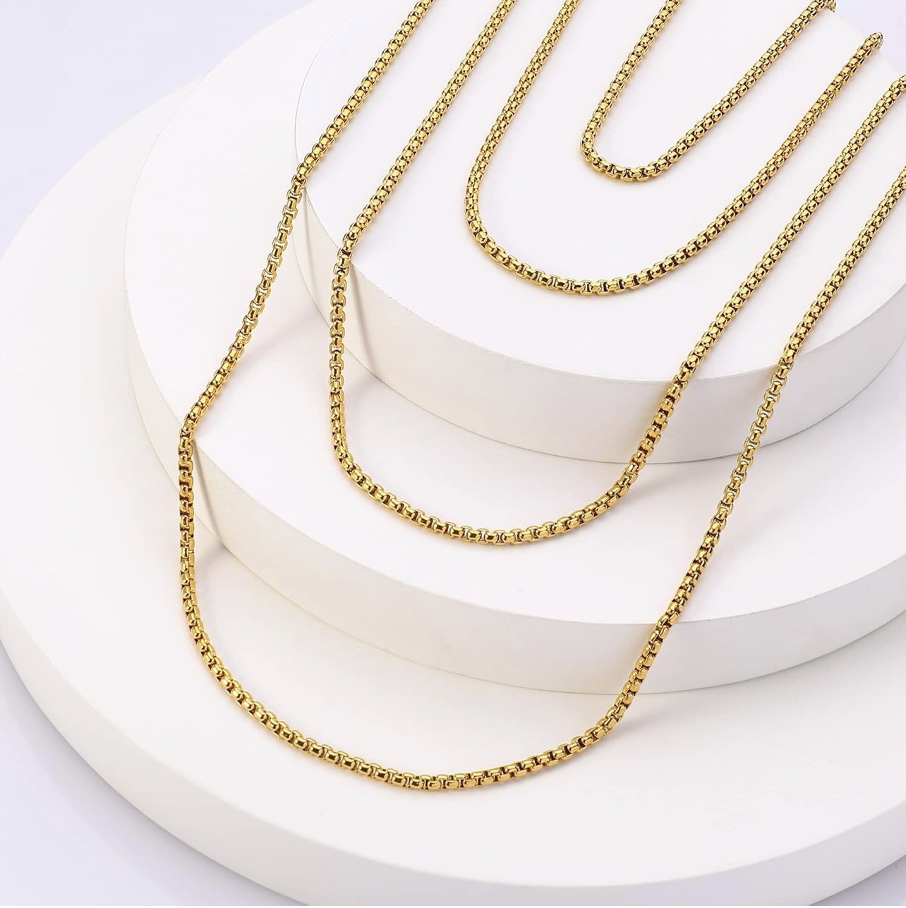 925 Sterling Silver Clasp 2/2.5mm Square Rolo Chain Diamond Cut Round Box Chain