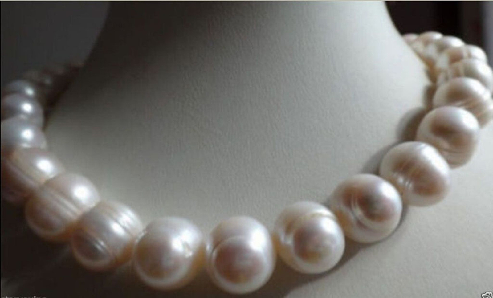 Big 10-11mm Natural WHITE FRESHWATER CULTURED PEARL NECKLACE 18 INCHES