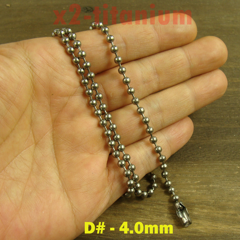 2mm 2.4mm 3mm 4mm Pure Titanium bead beaded ball chain necklace anti-allergy