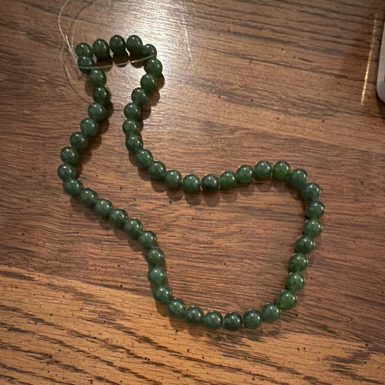16” strand of real natural dark green nephrite jade beads 7mm beads