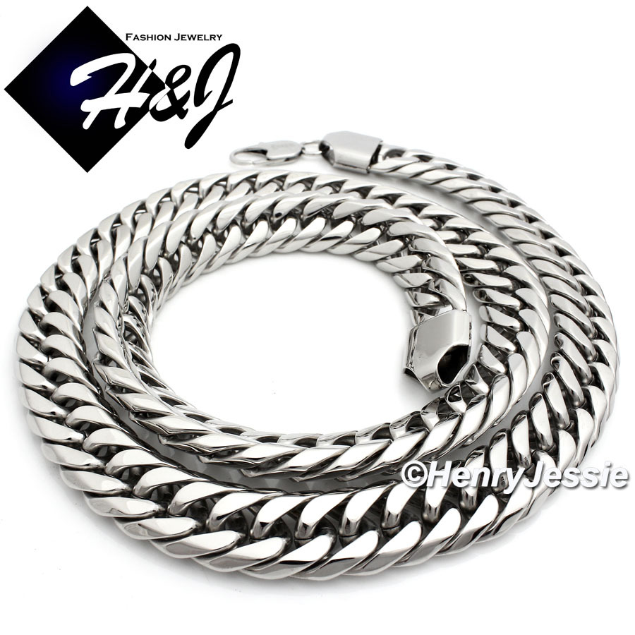20″-40″MEN Stainless Steel HEAVY WIDE 16mm Silver Cuban Curb Link Chain Necklace