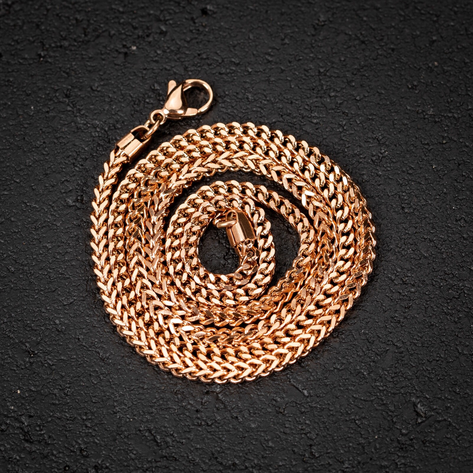 Solid Rose Gold Plated Heavy 316 Stainless Steel 2.5MM Franco Chain Necklace