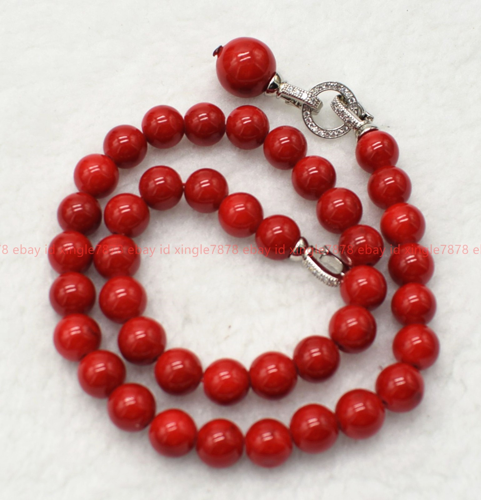 Natural 8/10/12mm Red Coral Gemstone Round Beads Pendant Necklace 16-28in