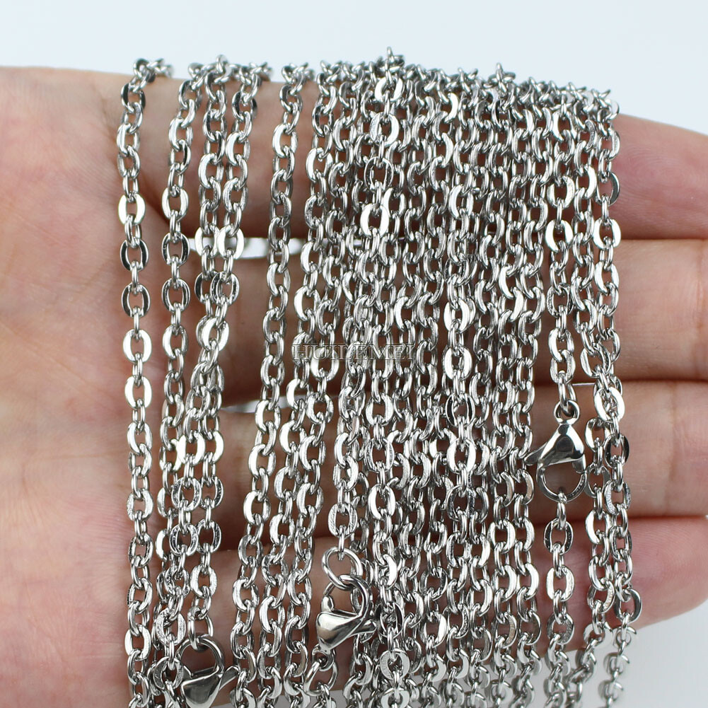 10/20/50pcs 1.6/2/2.4/3mm Stainless Steel Flat “O” Rolo Cable Chain Necklace