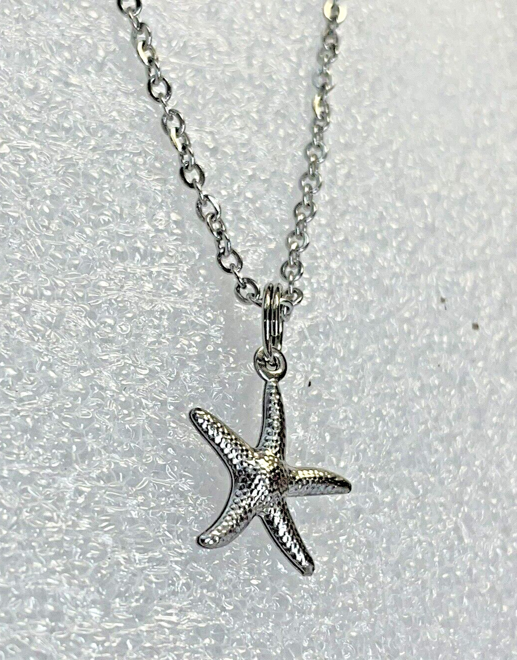 STARFISH Dainty Silver Necklace 20” Stainless Coastal Fashion Jewelry Sea NEW