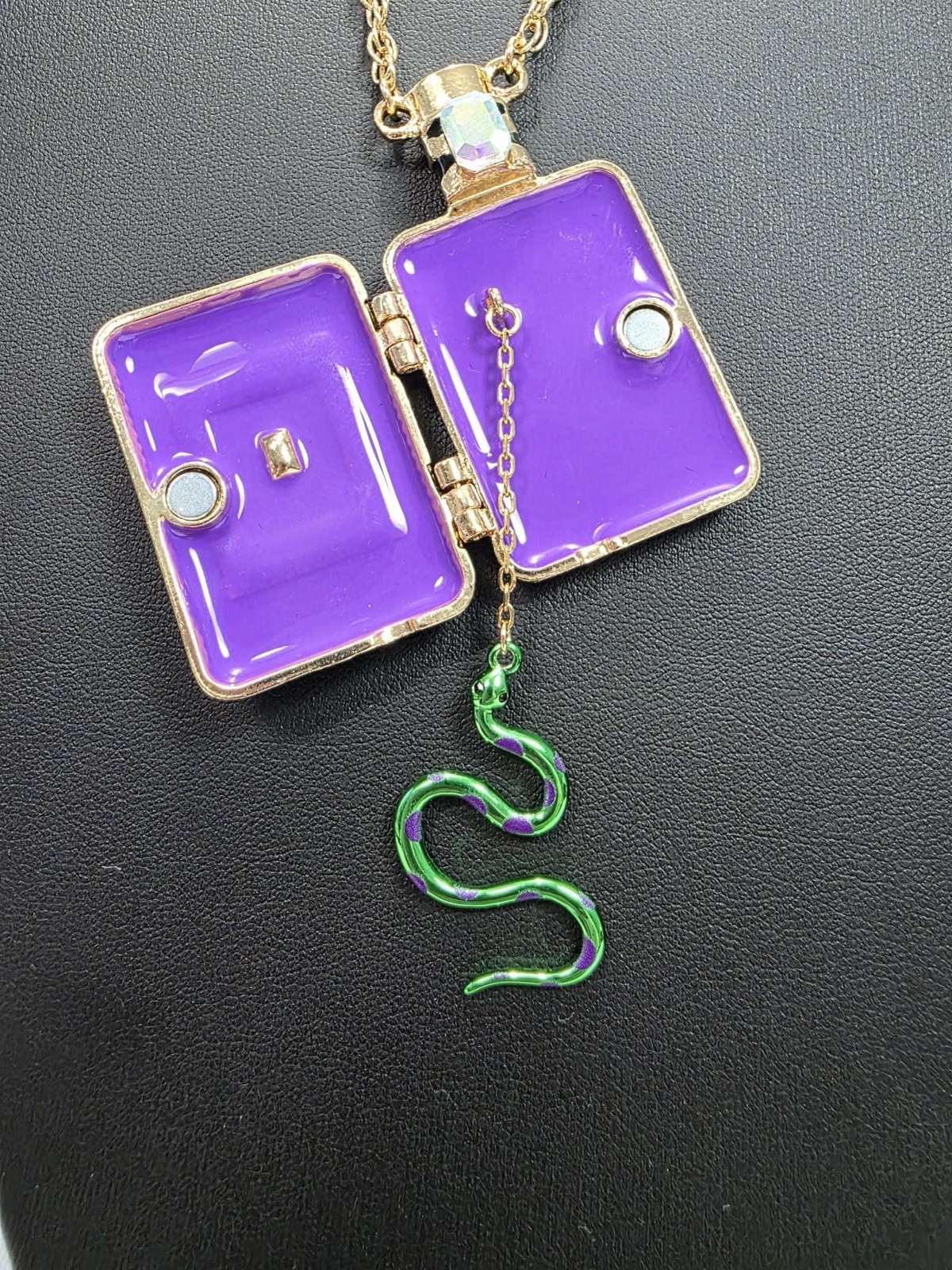 Halloween Betsey Johnson Long Pendant Poison Bottle Necklace Locket Snake NWT
