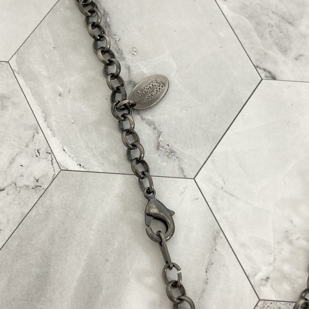 Vivienne Westwood Necklace Ornamental Small Orb Amethyst Gunmetal Gray NO BOX