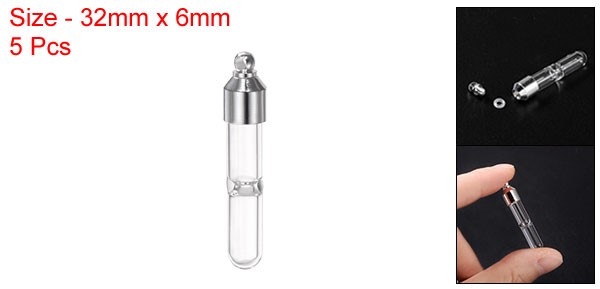 5pcs Name on Rice Glass Vial Pendant Sandglass