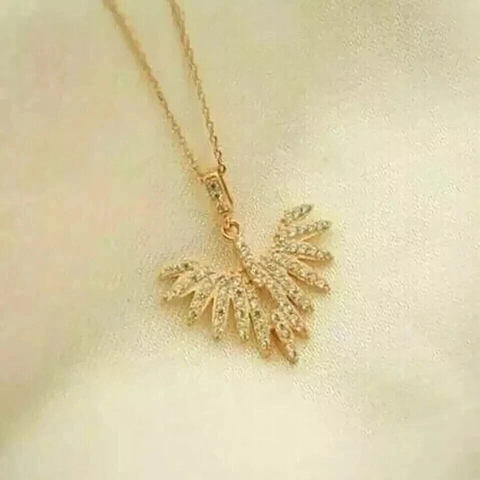 1.20Ct Round Cut Simulated Diamond Women’s Wings Pendant 14k Yellow Gold Plated