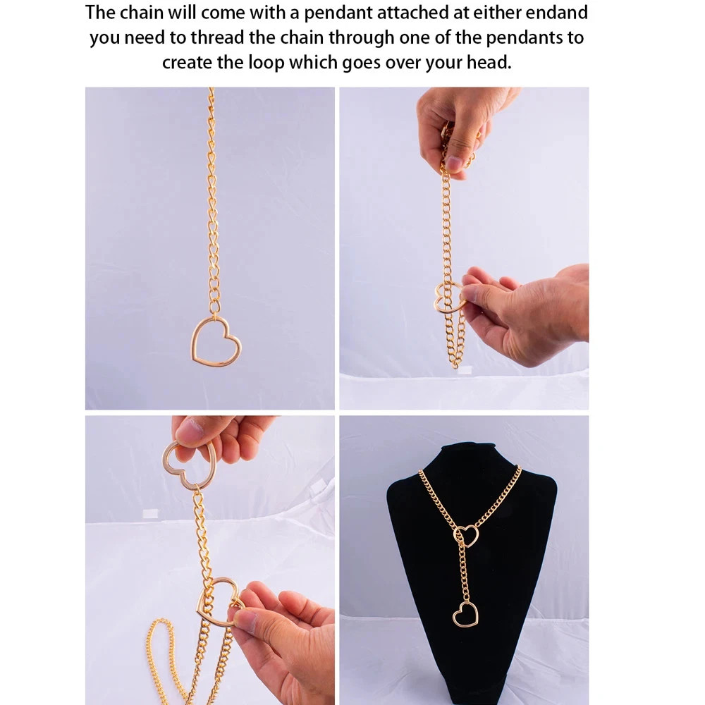 Heart Slip Chain Necklace For Women Punk Rock Love Chain Choker Necklace