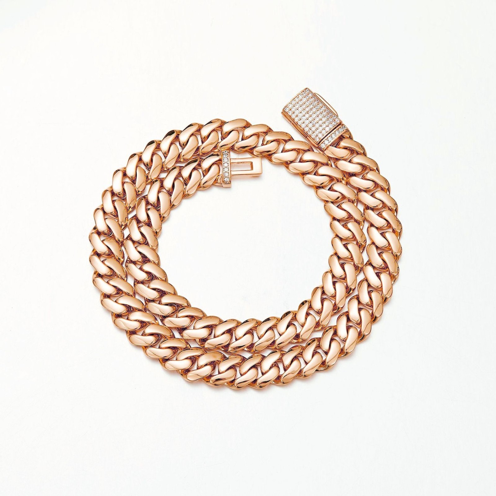 8-22MM Stainless Steel Rose Gold Miami Hip Hop Cuban Chain Necklace Bracelet