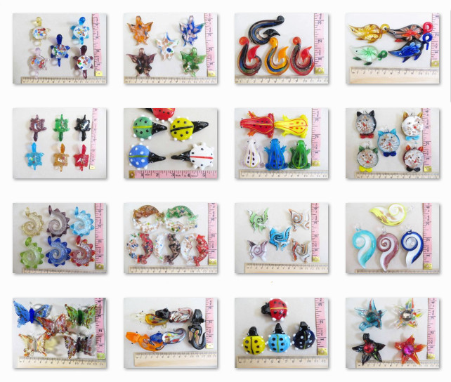 10Pcs Animal Fashion Shining Handmade Lampwork Glass Pendant For Necklace Making