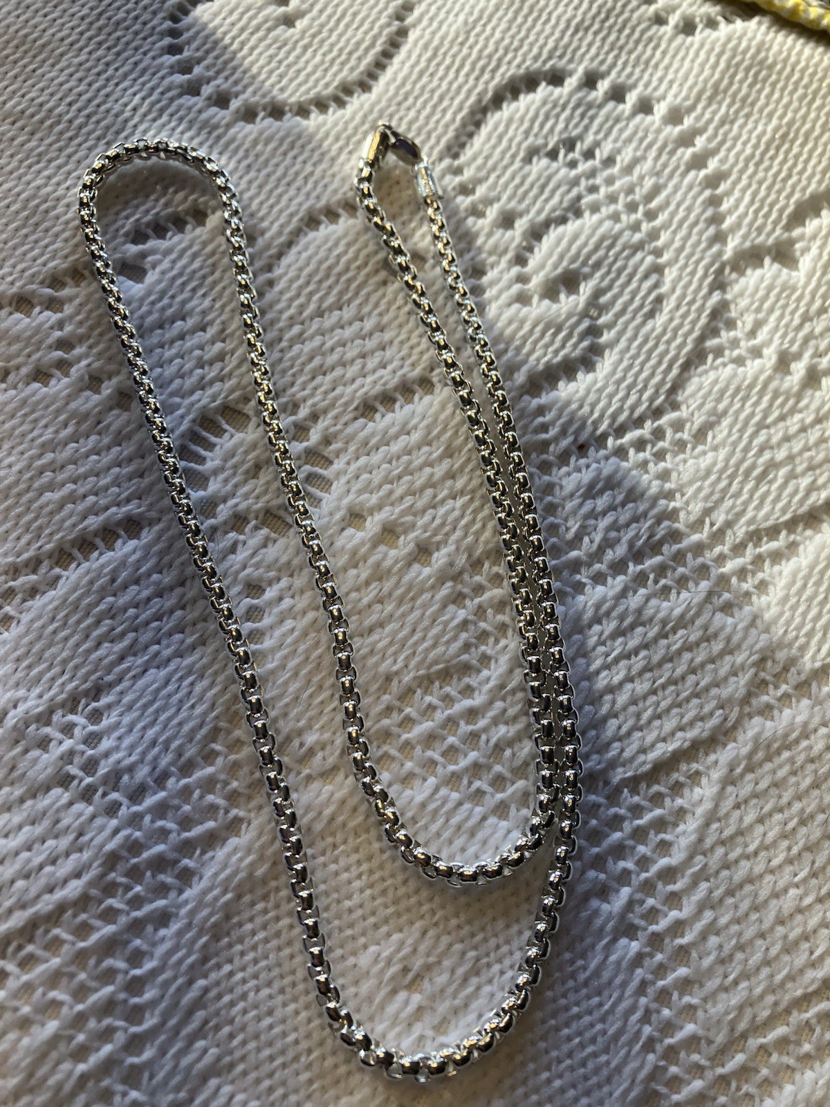 WYWH Italian Silver Rolo Chain Necklace Metal Jewelry