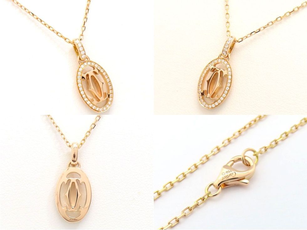 CARTIER B7219300 K18PG Diamond (no CT stamp) Logo Double C de CARTIER Necklace