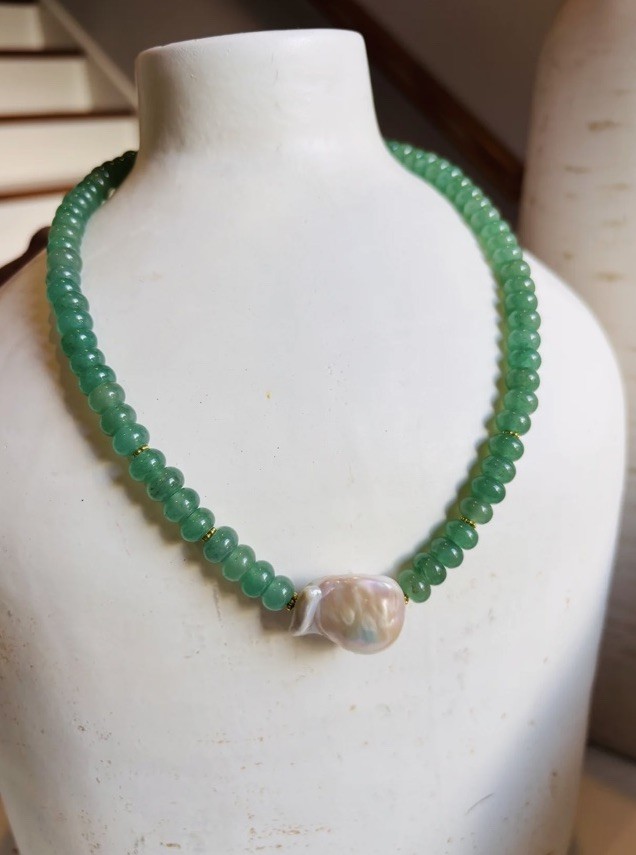 Verde Baroque Keshi Pearl Charm Necklace