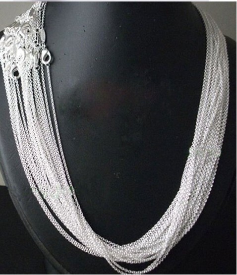 wholesale lot 20 Piece sterling silver Plated 1MM 18 Inch chain necklace lot US