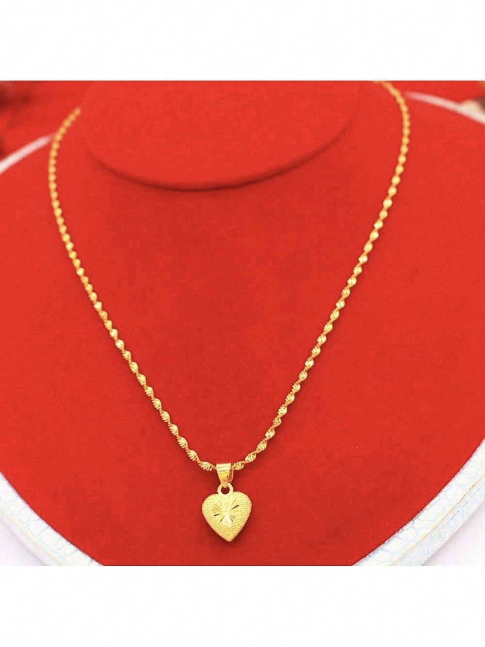 Dubai Gold Plated Heart Pendant Chain Necklace Jewellery Gift Set Uk Seller