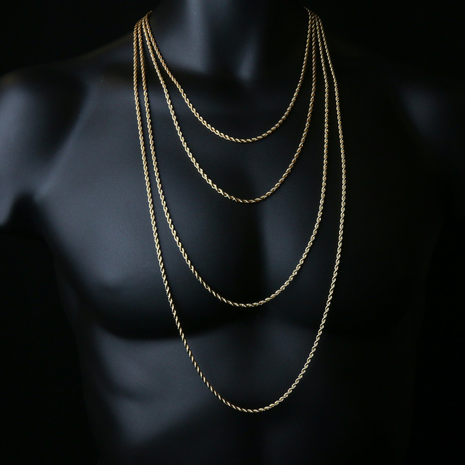 Hip Hop Rope Chain Necklace 20,24,30,36″ 14K Gold Plated Finish + Drip Grillz