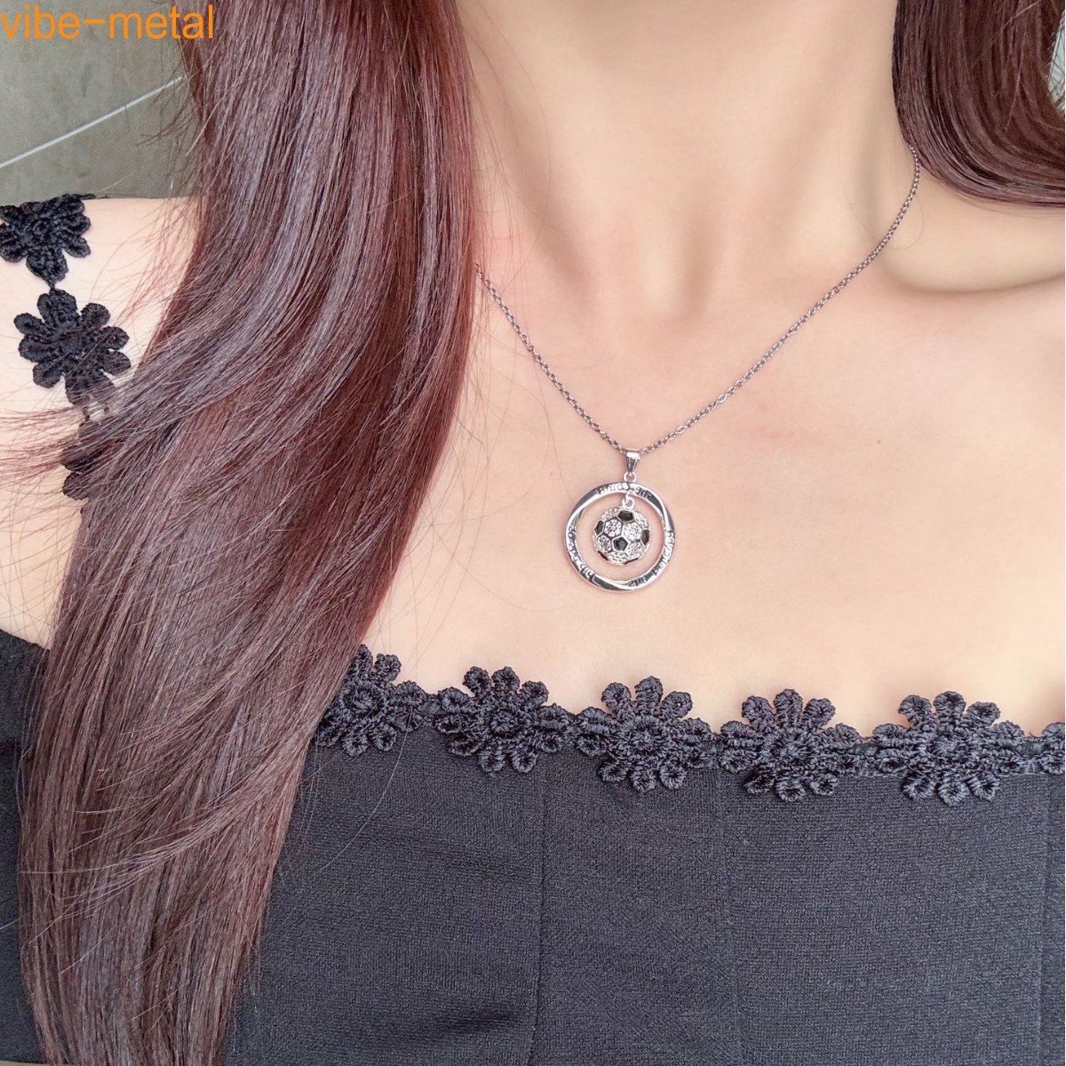 Alloy‑Plated Soccer Ball Pendant Cross Necklace Women Gift for Football Fans