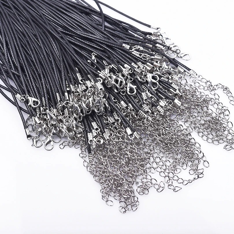 10/20/30pcs Black Waxed Leather Necklace Cords 50/55/60cm For Pendant Necklace