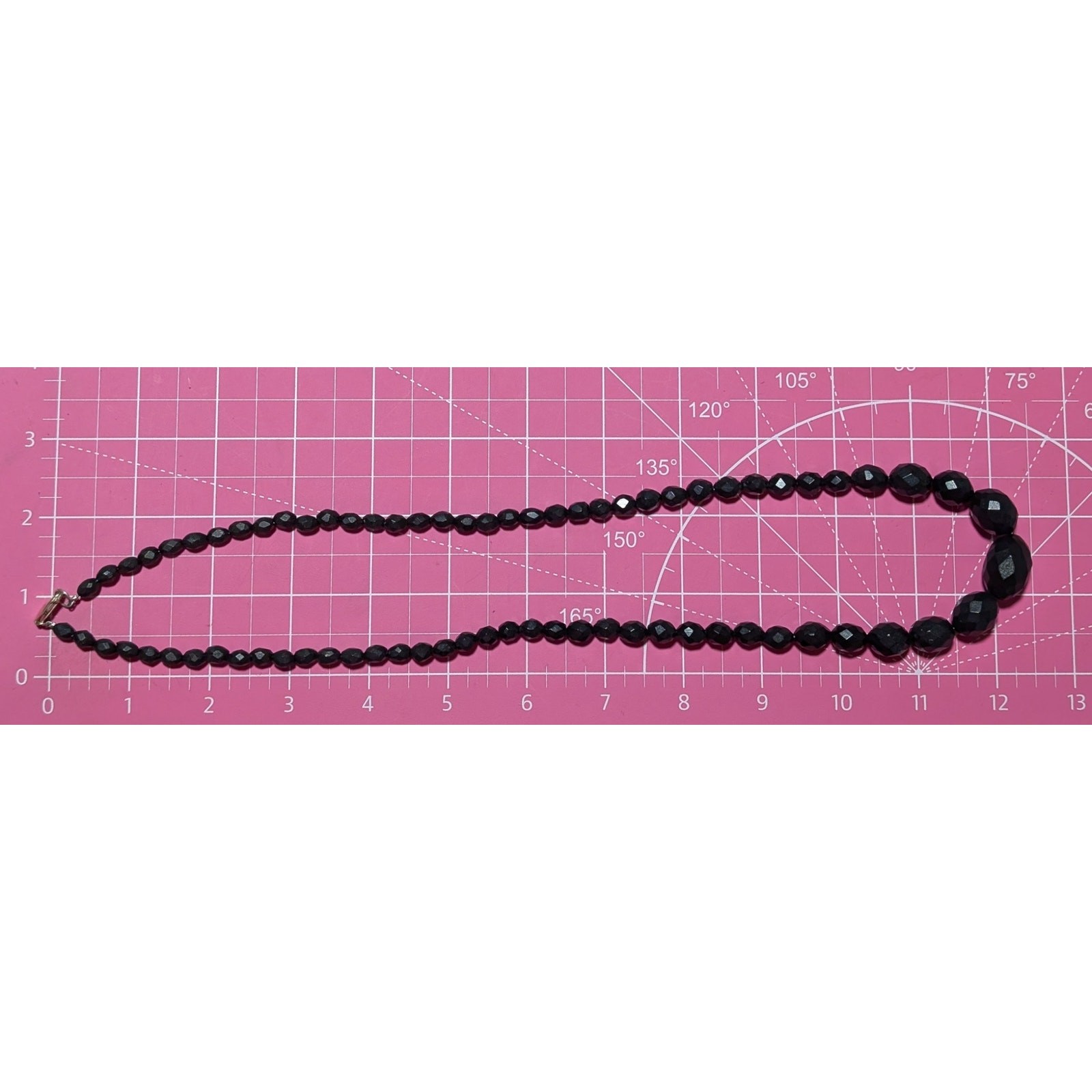 Necklace With Graduated Black Acrylic Beads & Gold Tone Lobster Claw Clasp