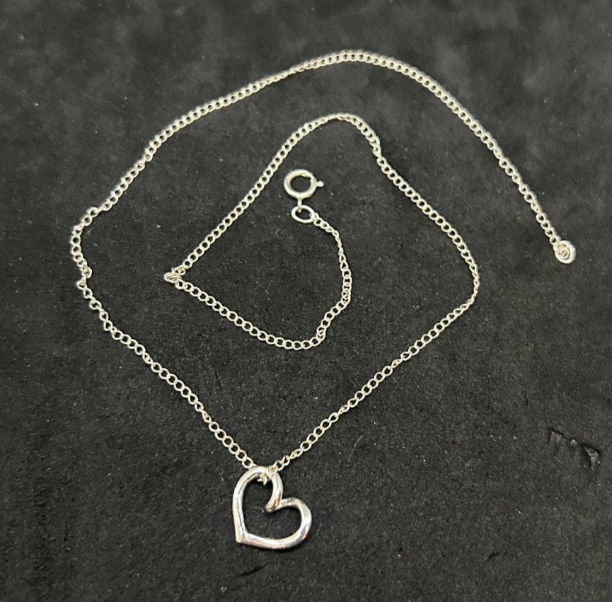 925 Sterling Heart Necklace Pendant 15in 1.5mm – 1.69g