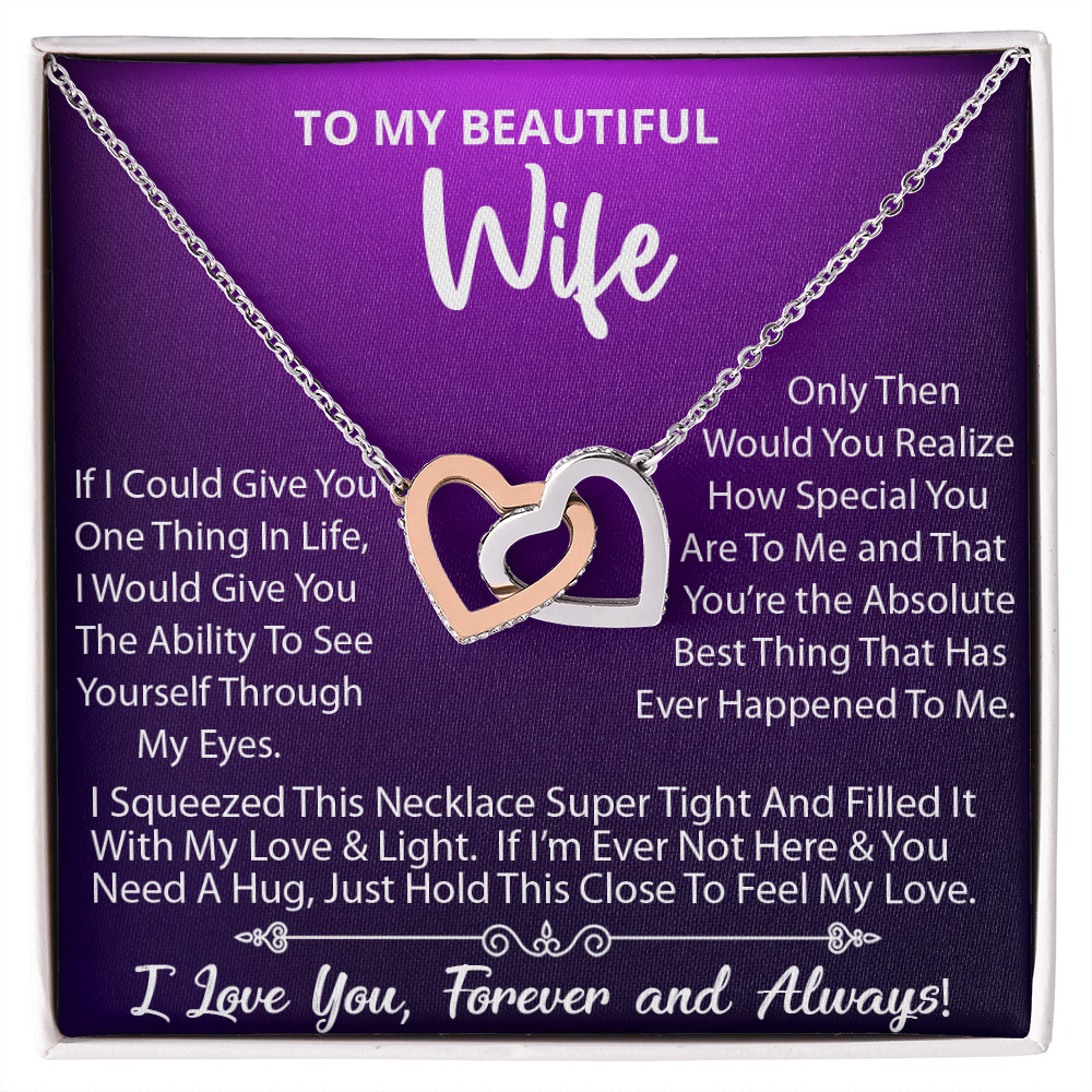 To My Wife Necklace, Wife Birthday Anniversary Gift, Heart Pendant Gift For Wife