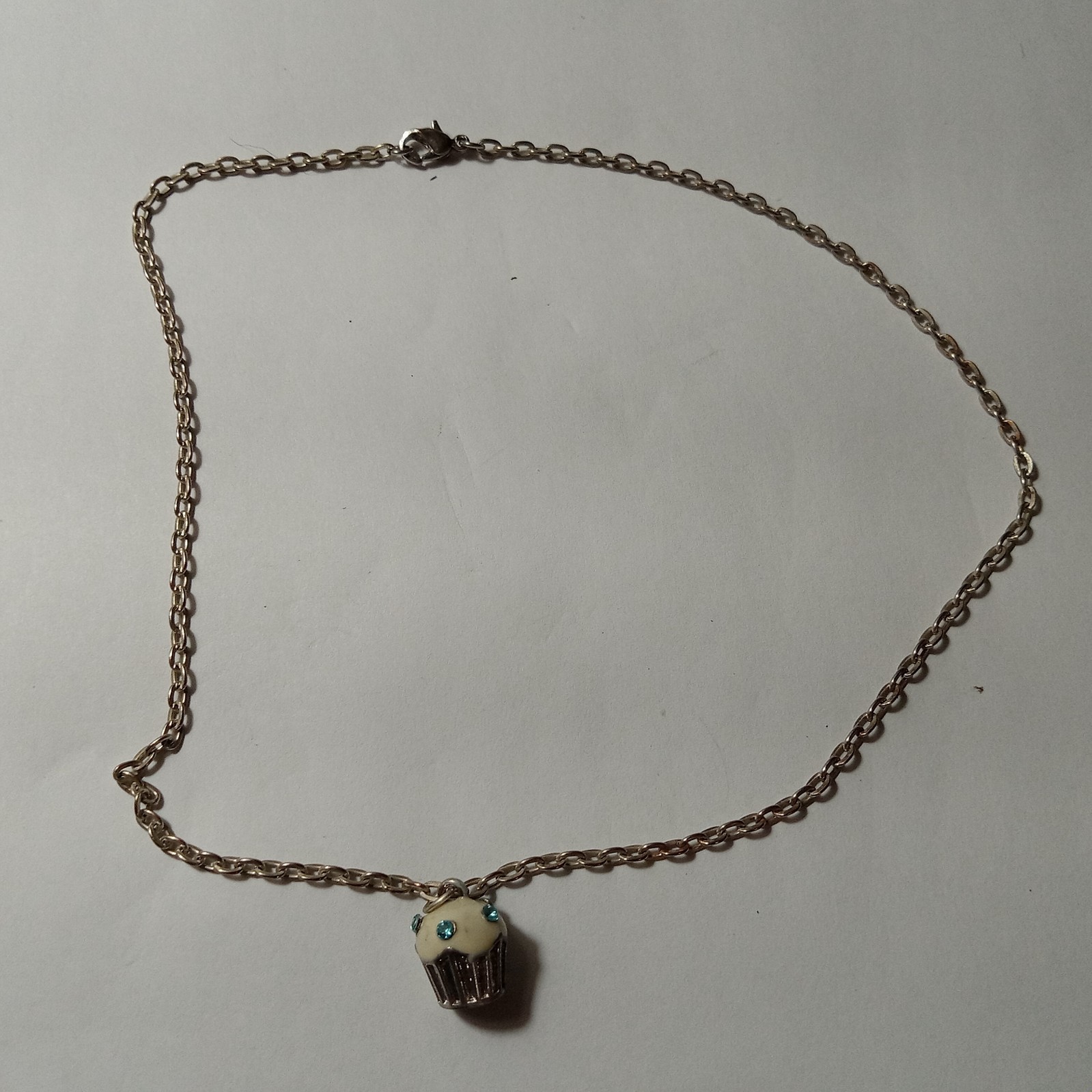 Unbranded Siver Tone Cupcake Charm and 14-inch Chain Necklace