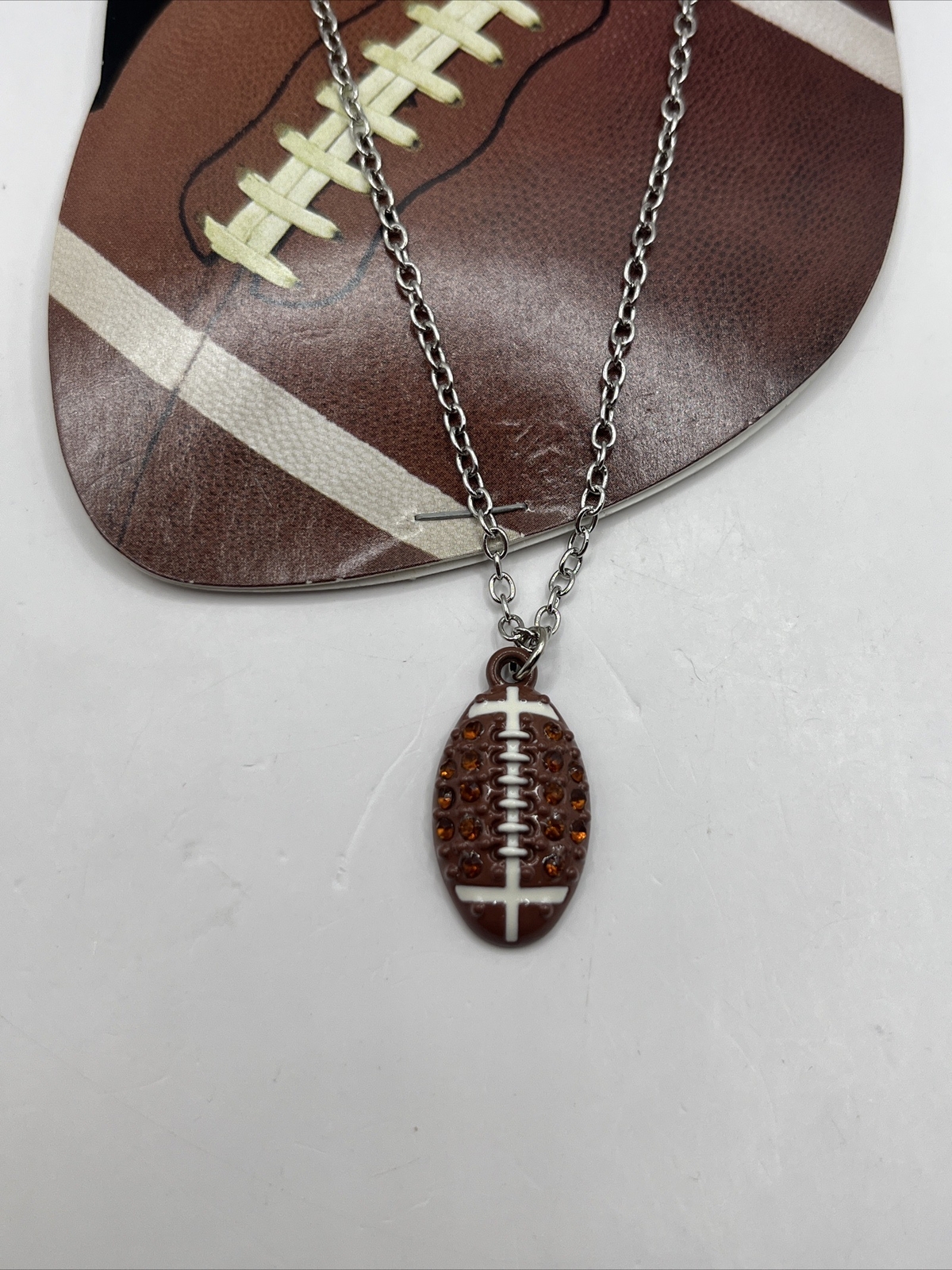 Bead Landing Football Necklace Sparkle Sports 16 inch Chain- Brand New