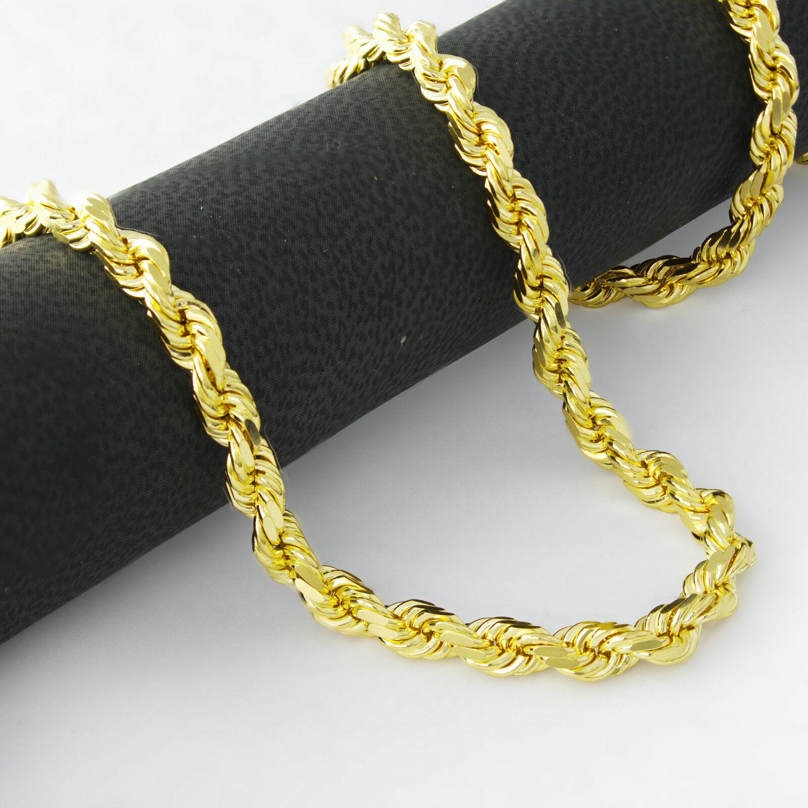HEAVY 6MM THICK GOLD FILLED 18K Italy solid Rope necklace 22″ chain men women