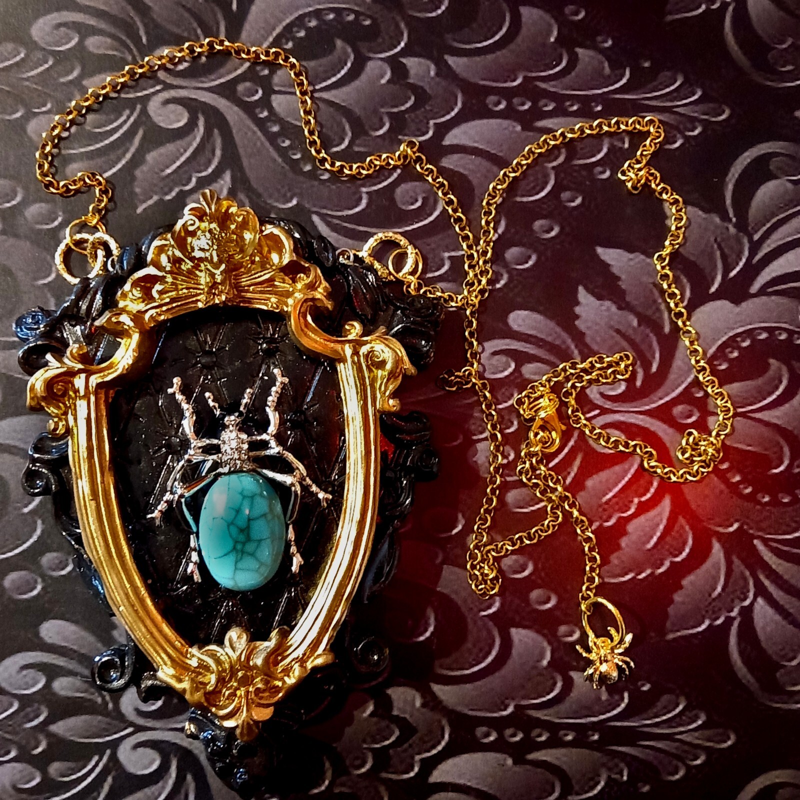 necklace woman pendant art deco nouveau talisman luck luxury jewelry blue spider