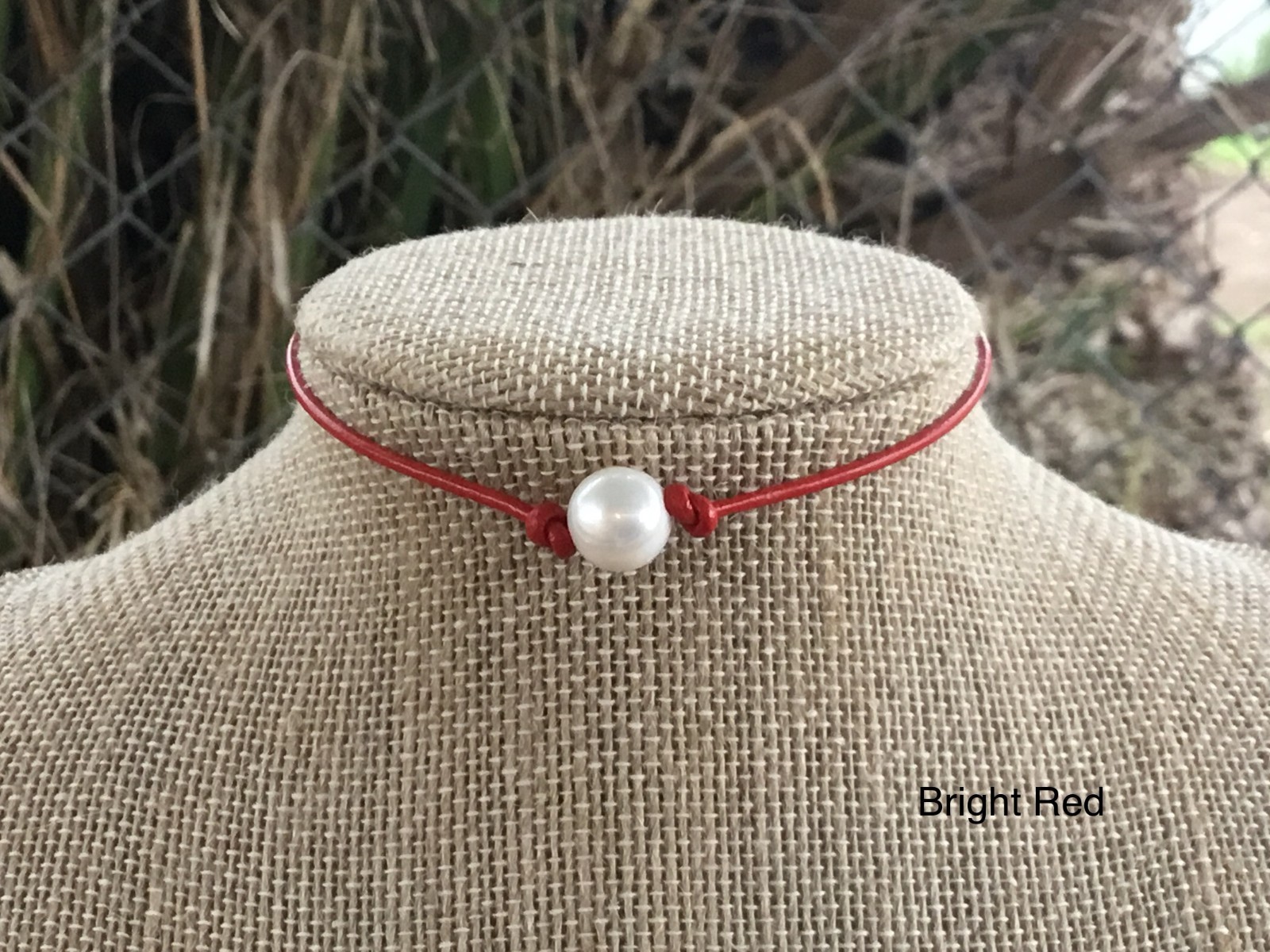 Pearl Choker, Single Freshwater Pearl and Leather Choker Necklace