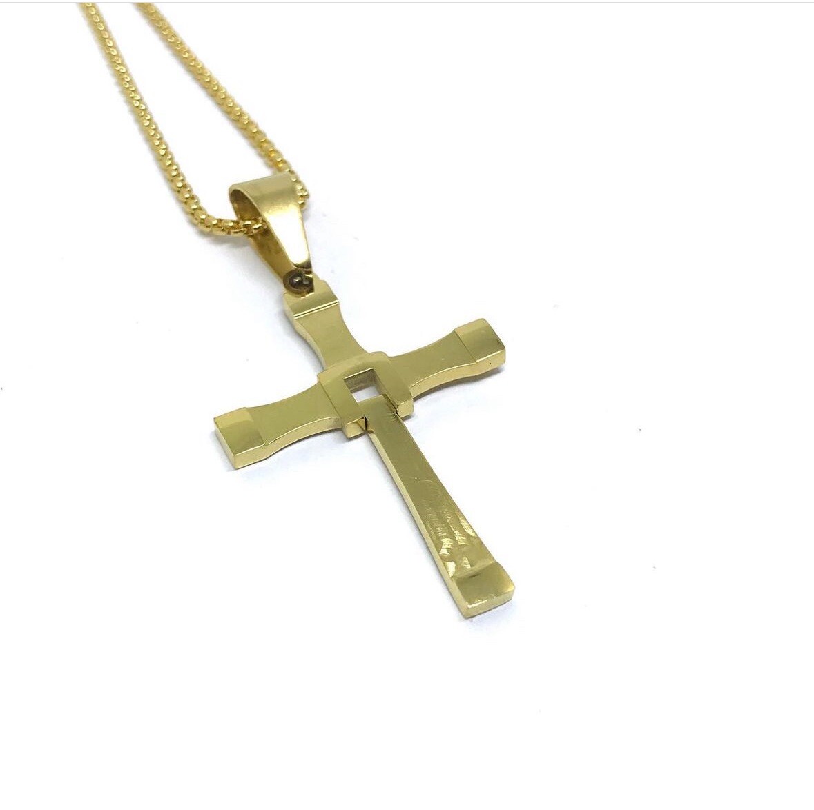 Crucifix Men’s Chain Stylish Golden Stainless Steel United Kingdom