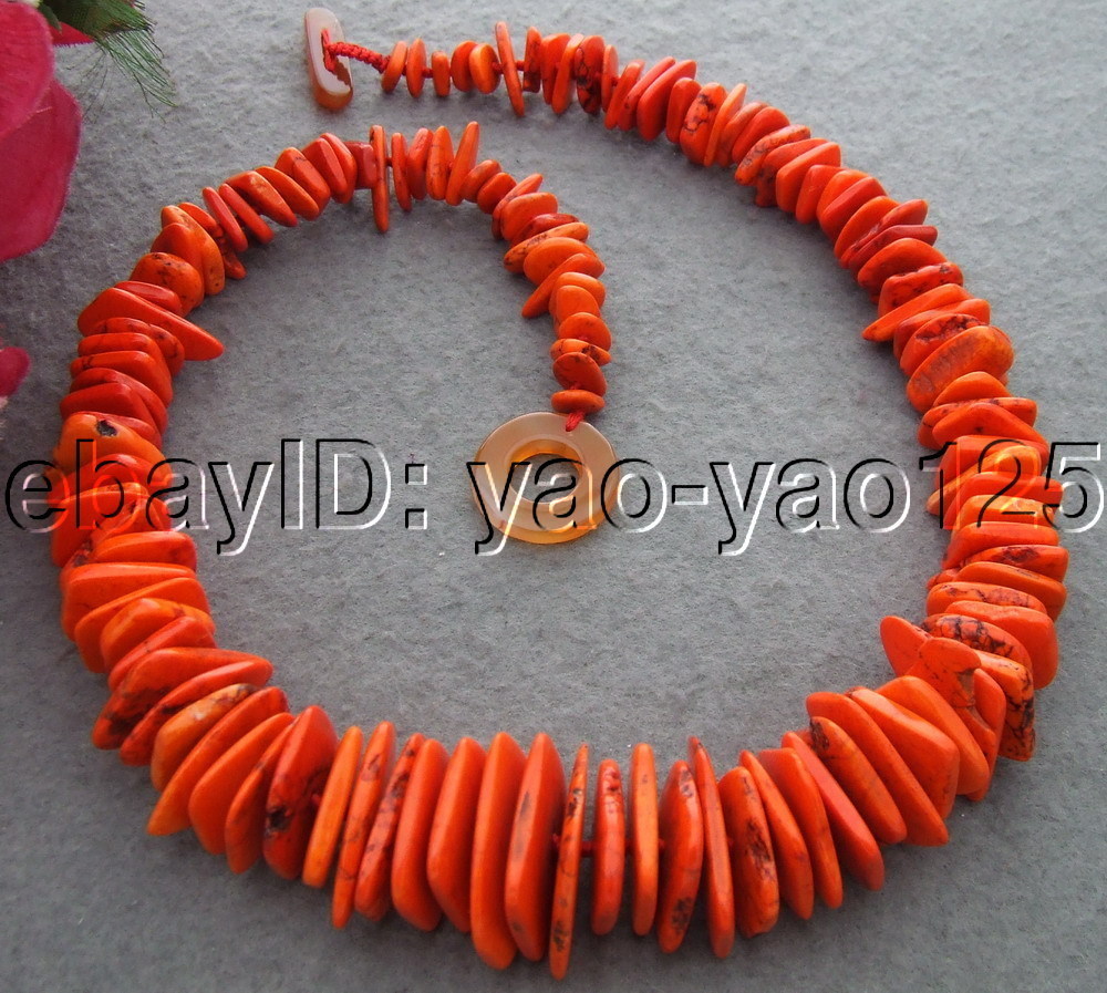 24” 10-25mm orange Turquoise Necklace