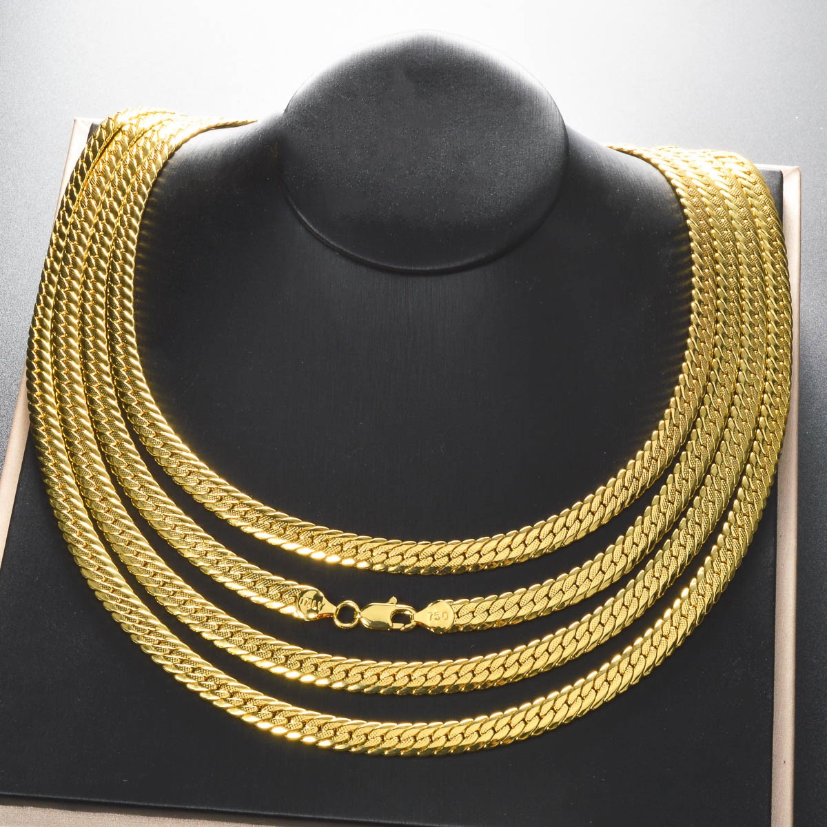 18K Gold Cuban Curb Chain Necklace 750 Stamp Unisex Hip‑Hop Jewelry 18‑24in 7MM