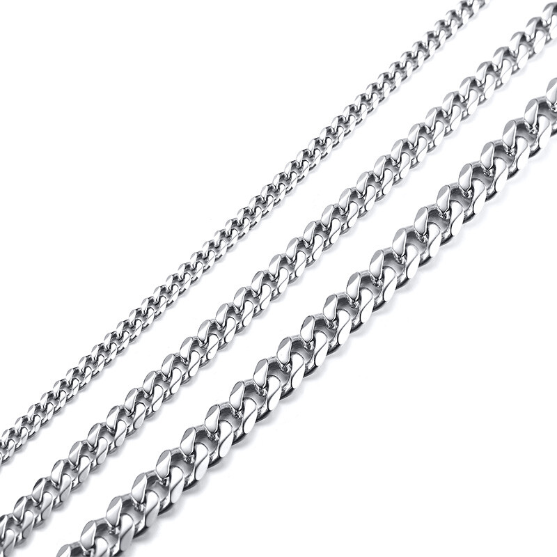 Vnox 3-7MM Cuban Curb Flat Link Chain Men Necklace Choker Stainless Steel 18-22″
