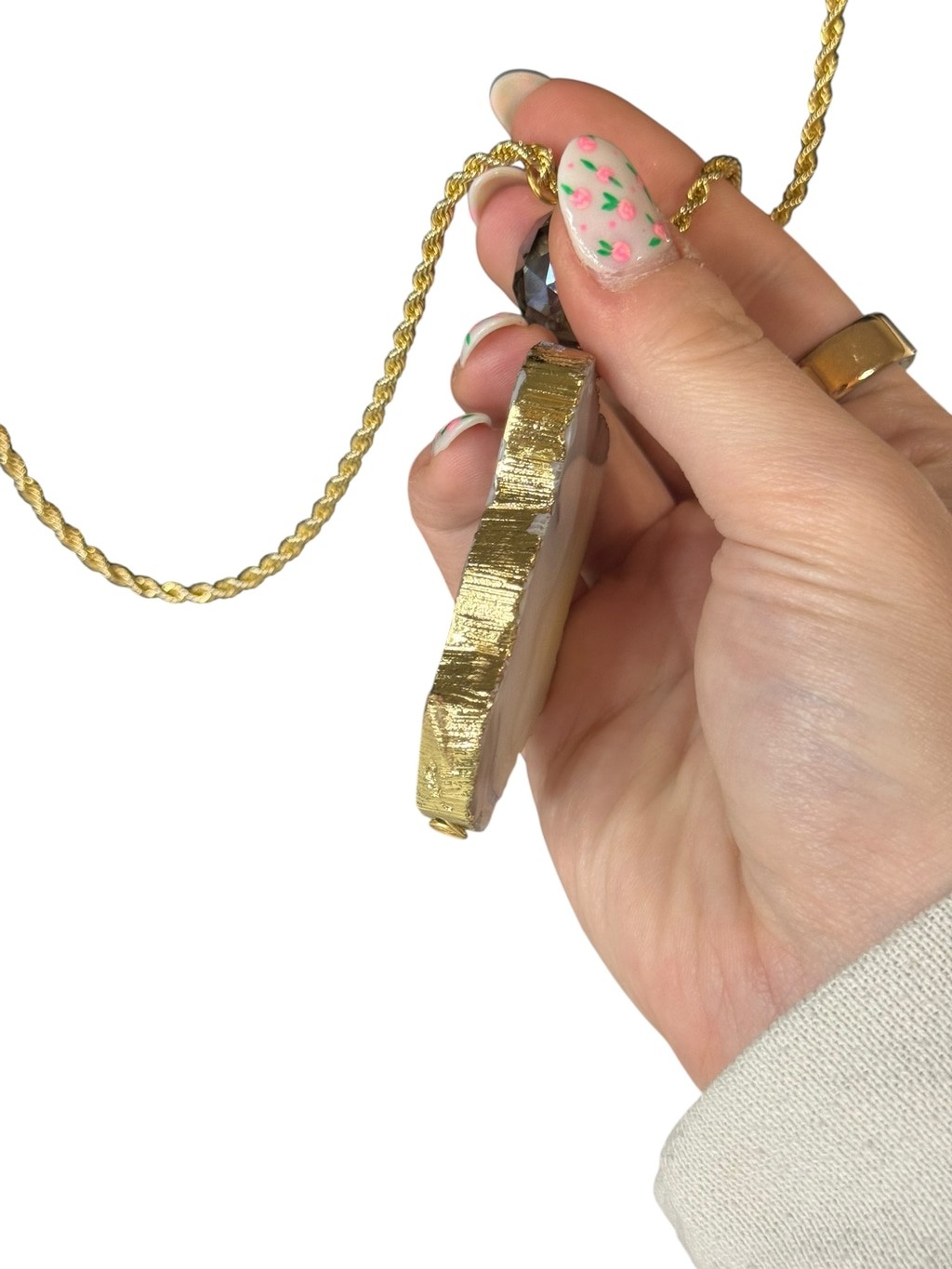 Women’s Unbranded Necklace One Size Gold White Agate Pendant
