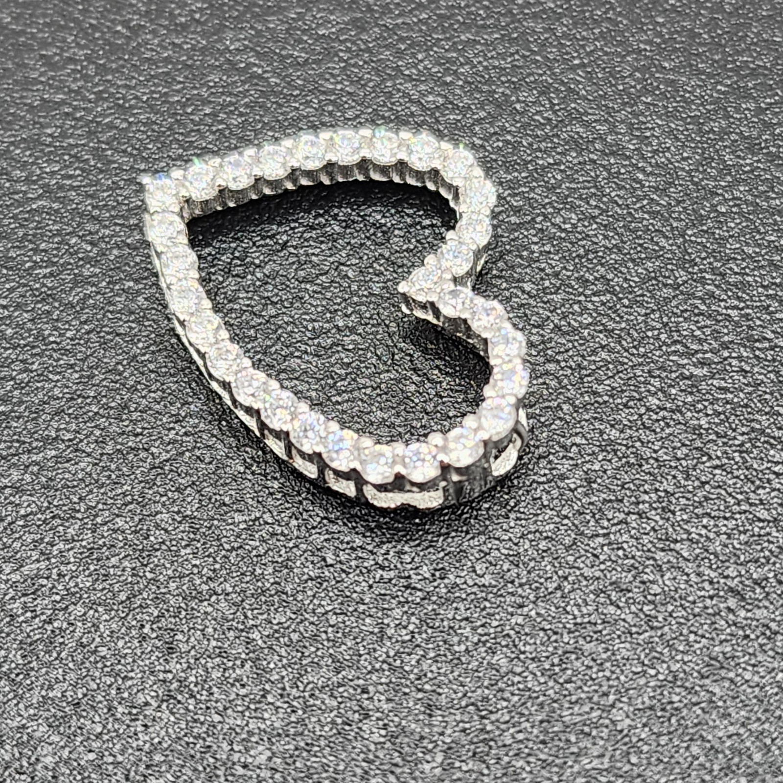 925 NEW Sterling Silver Pendant Cubic Zirconia Heart 19mm