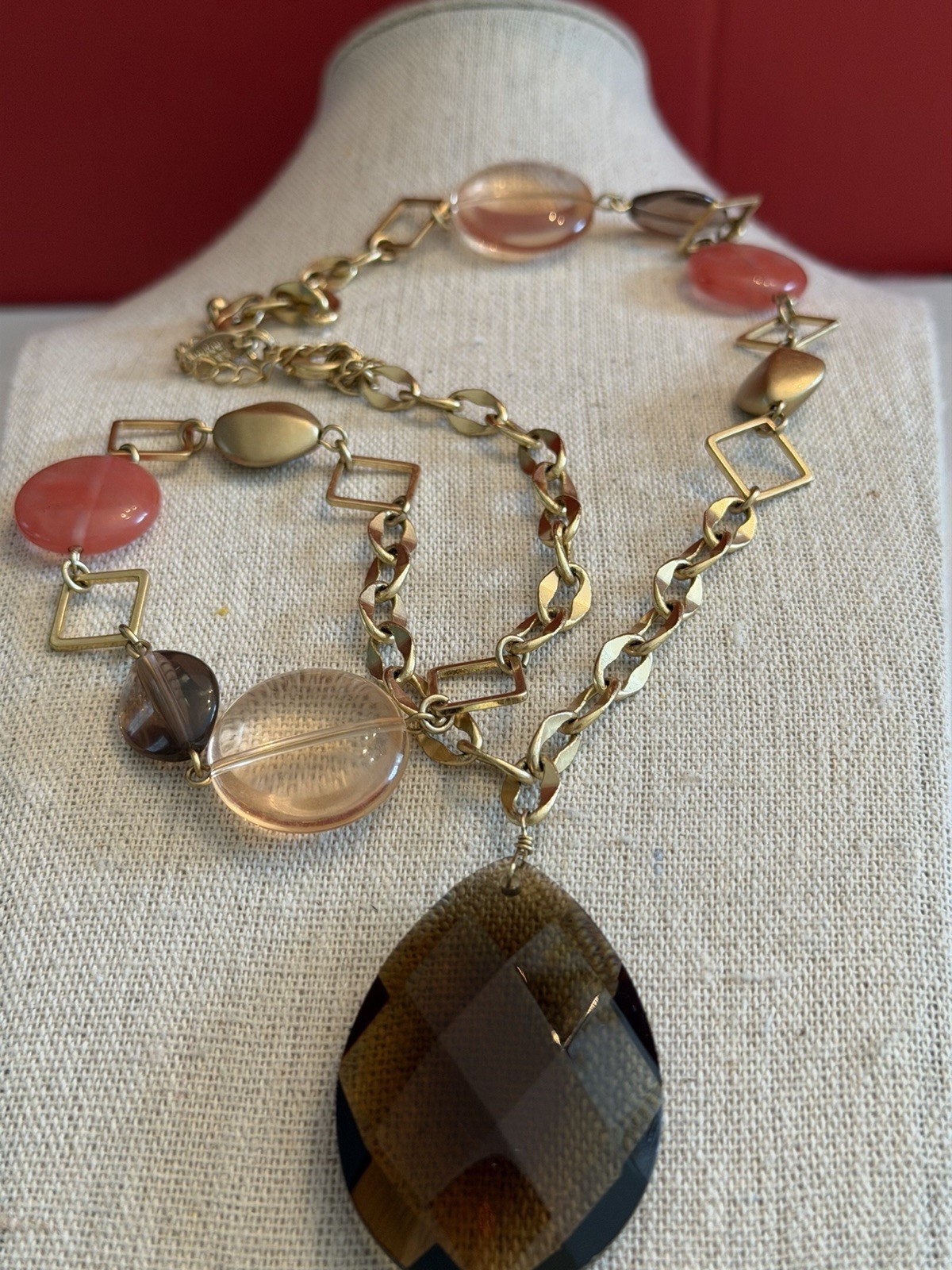 Lia Sophia HARMONY Necklace Glass & Resin Matte Gold Tone BinR
