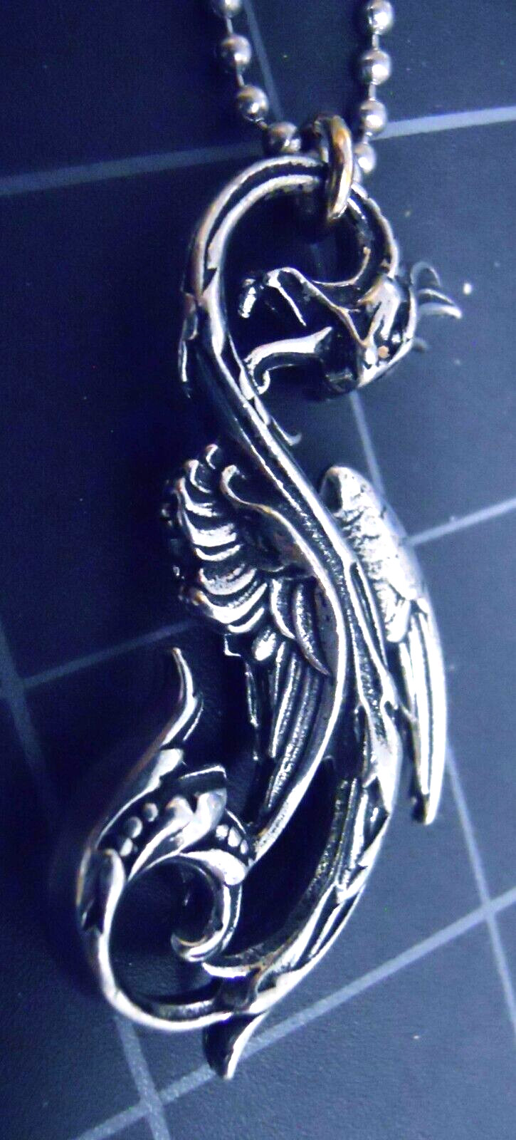 DRAGON OF THE MOON Pendant Stainless Ball Chain New Gothic Necklace