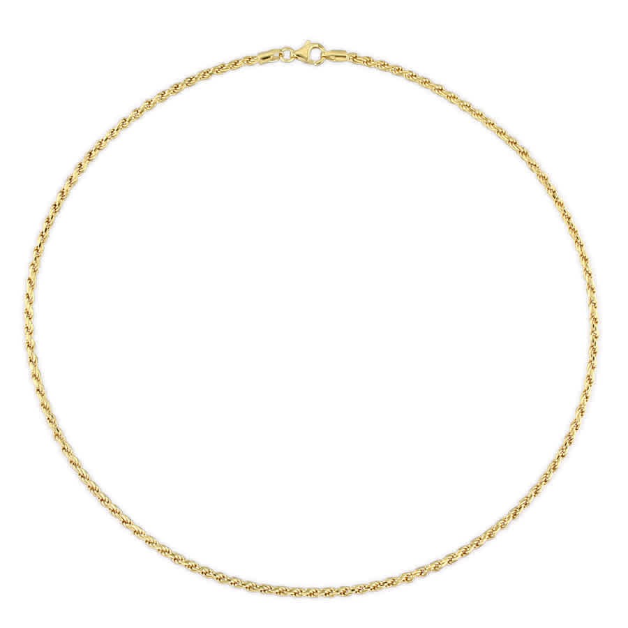 AMOUR 2.2mm Rope Chain Necklace In Yellow Plated Sterling Silver, 16 In