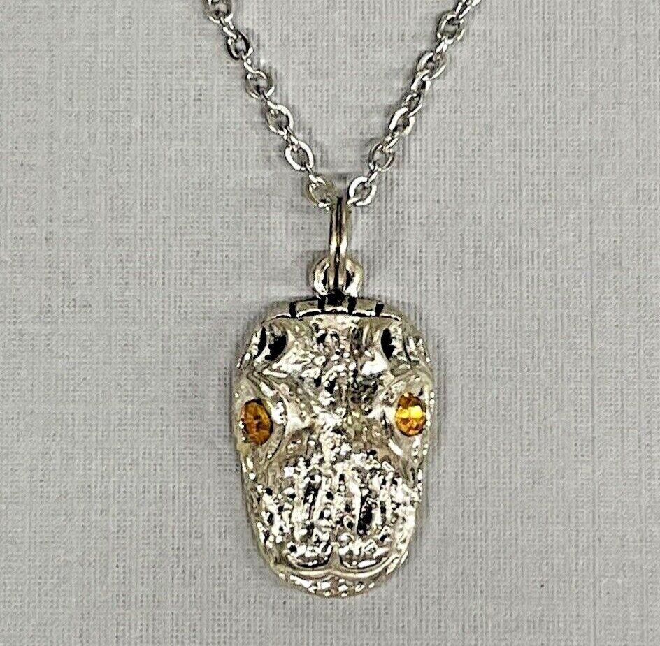 Alligator Gator Silver Sea Life Necklace 18” Stainless Coastal Jewelry NEW