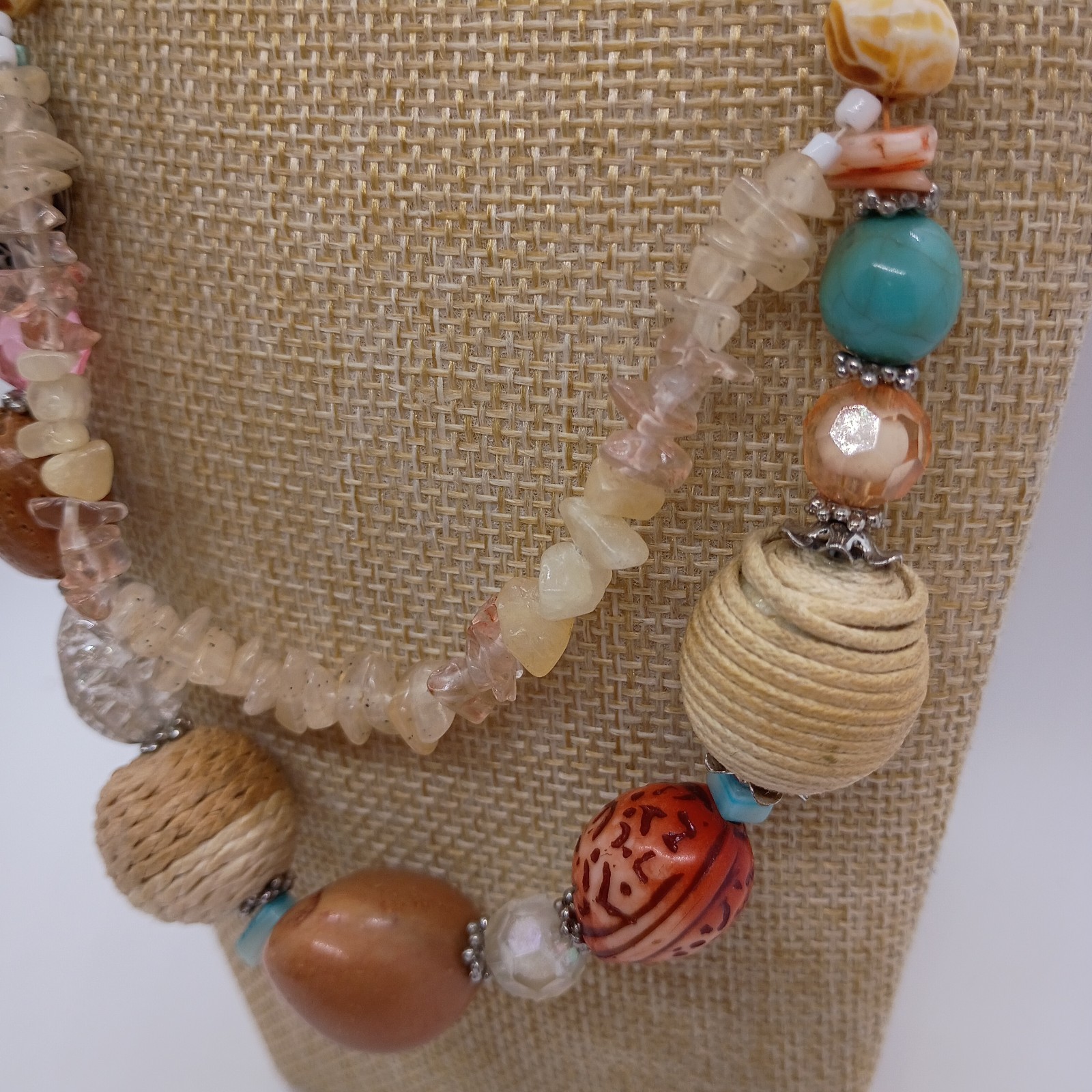 Women’s Bohemian Multicolor Beaded Statement Shell Stones Rope Artisan necklace