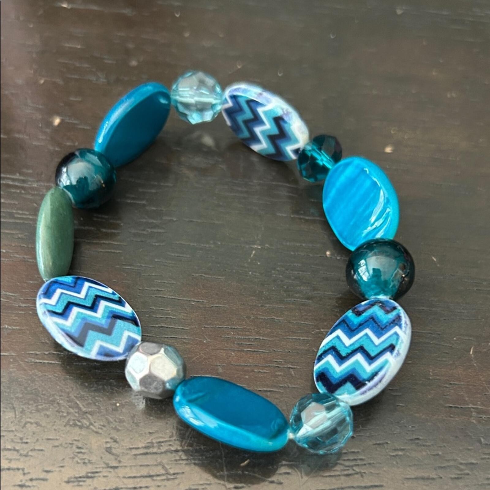 Blue Beaded Necklace and Bracelet Set