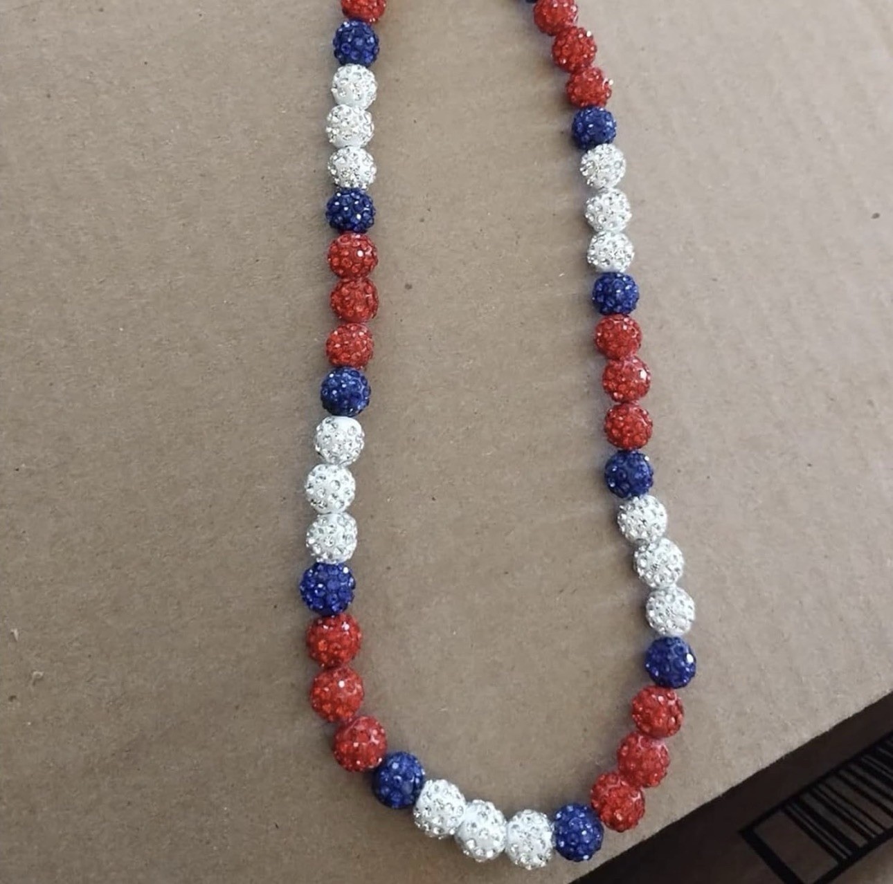 7 pack Baseball Rhinestone Beaded Necklace — Blue /white / Red — 🔵⚪️🔴