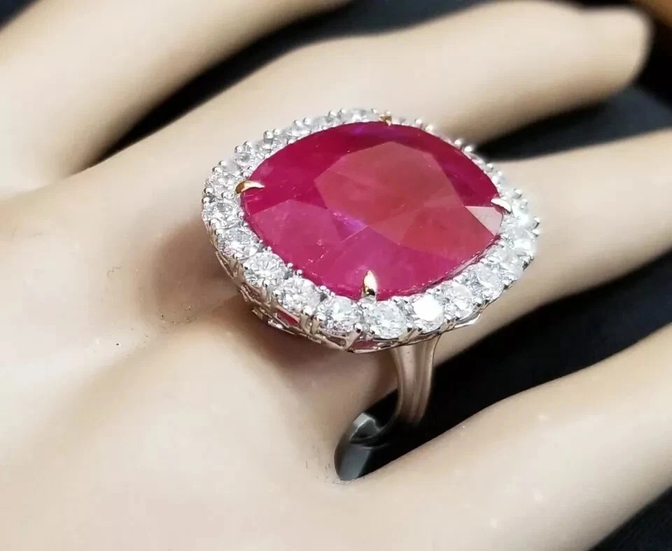 8.00 Ct Natural Ruby Diamond Engagement Wedding Ring 14K Solid White Gold
