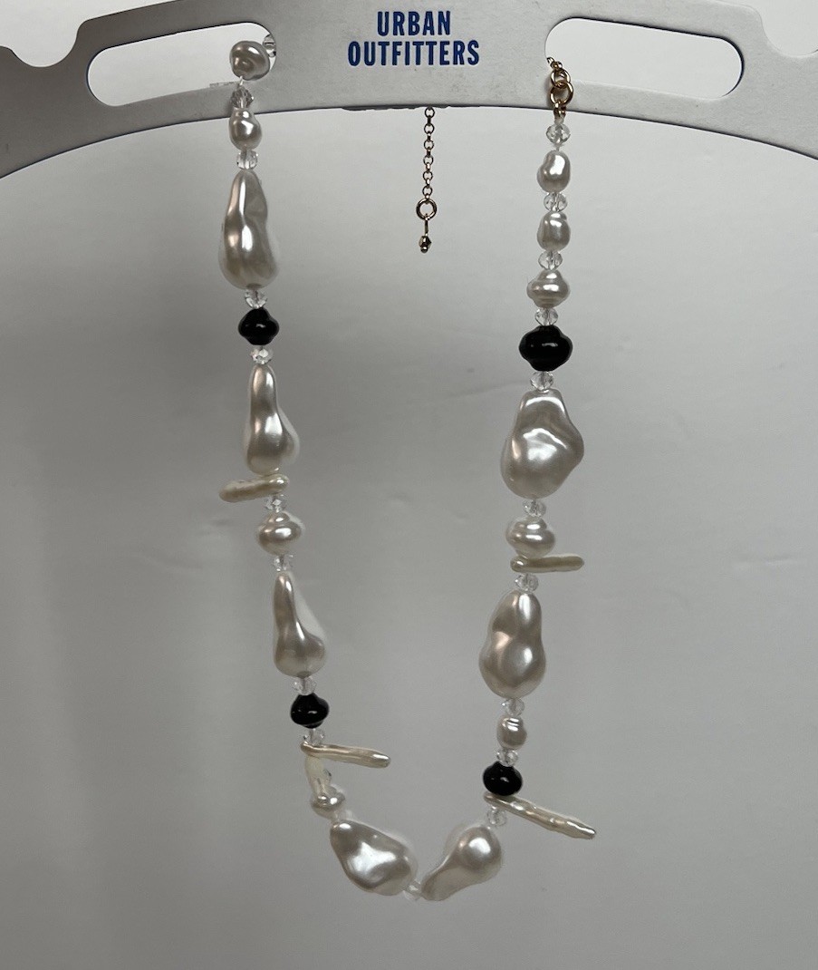 Urban Outfitters Faux Pearl Beaded Necklace And Black Sheer Band Choker NEW